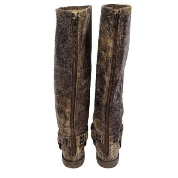 Frye Phillip Distressed Studded Tall Leather Boots 9B - Picture 8 of 13